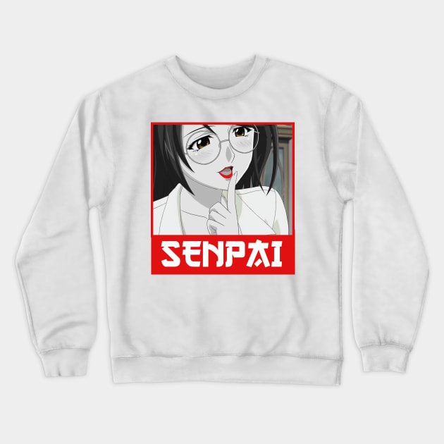 Anime girl senpai word from anime and manga anime girl lips on Crewneck Sweatshirt by eyoubree